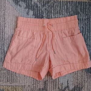 Athleta Coral Drawstring Linen Shorts